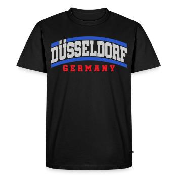 Police de texte de la ville de Düsseldorf | Couleurs changeantes - T-shirt Premium bio Homme - noir - Devant - Nico (187cm)