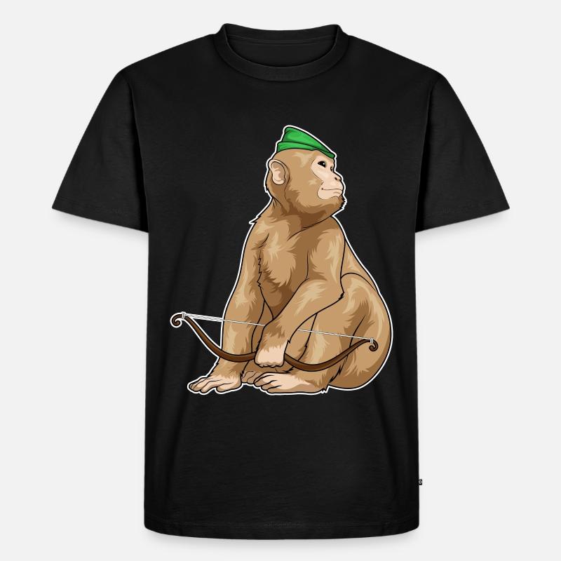 Affe Bogenschütze Bogen - Männer Premium Bio T-Shirt - Schwarz