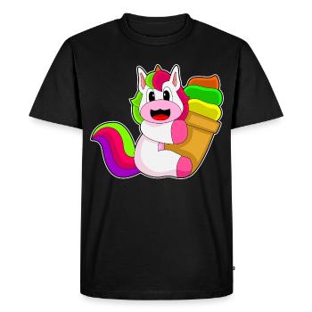 Crème glacée à gaufres licorne - T-shirt Premium bio Homme - noir - Devant - Nico (187cm)