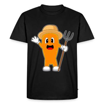 Ferme de Fourches du Cultivateur de Carottes - T-shirt Premium bio Homme - noir - Devant - Nico (187cm)