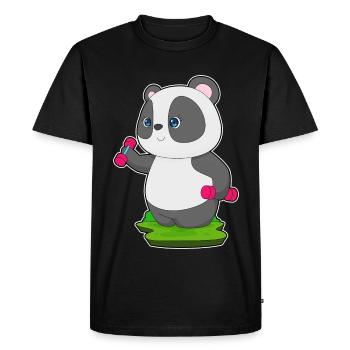 Panda Bodybuilder Dumbbells Bodybuilding - Men's Premium Organic T-Shirt - black - Front - Nico (187cm)