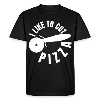 J’aime trancher la pizza - T-shirt Premium bio Homme - noir - Devant - Nico (187cm)