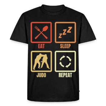 Manger Dormir Judo Répéter - T-shirt Premium bio Homme - noir - Devant - Nico (187cm)