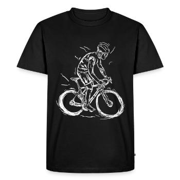 Cyclist Drawing - Men's Premium Organic T-Shirt - black - Front - Nico (187cm)