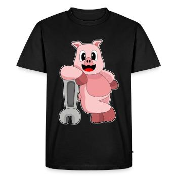 Pig Mechanic Wrench Workshop - Men's Premium Organic T-Shirt - black - Front - Nico (187cm)