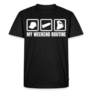 Ma routine du week-end - T-shirt Premium bio Homme - noir - Devant - Nico (187cm)