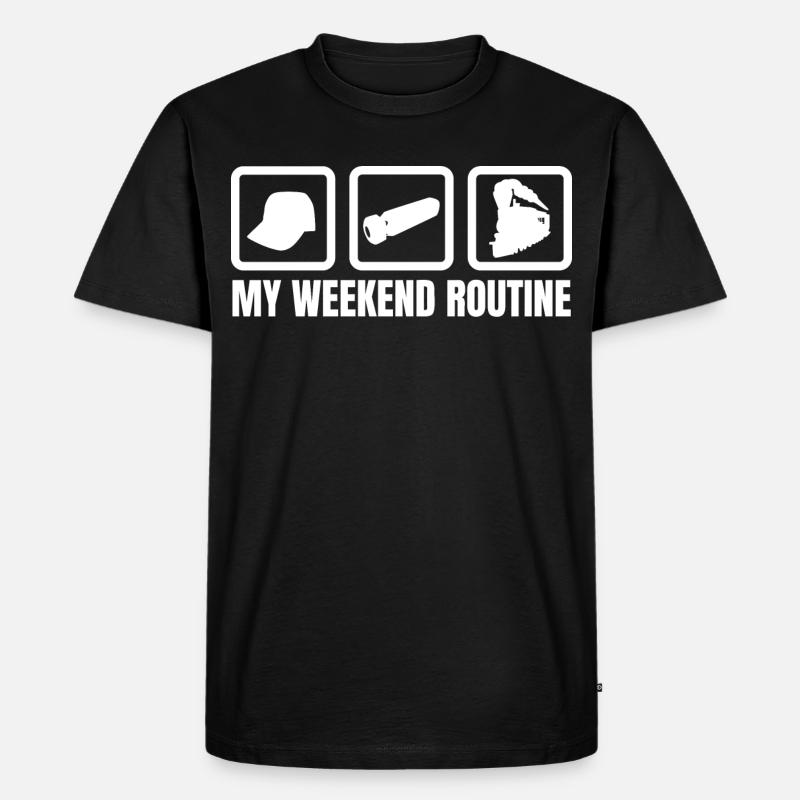 Meine Wochenendroutine - Männer Premium Bio T-Shirt - Schwarz