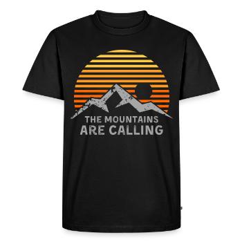 Mountains Are Calling Sunset Stripes - Men's Premium Organic T-Shirt - black - Front - Nico (187cm)