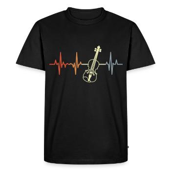 Vintage Violin Heartbeat ECG - T-shirt Premium bio Homme - noir - Devant - Nico (187cm)