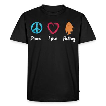 Peace Love Pêche - T-shirt Premium bio Homme - noir - Devant - Nico (187cm)