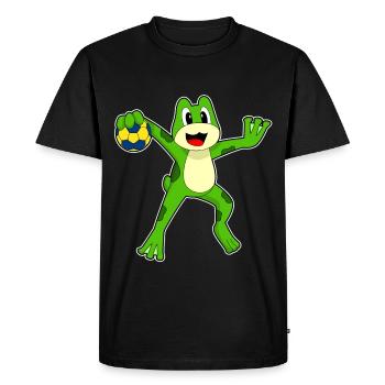 Frog Handball Player Handball - Men's Premium Organic T-Shirt - black - Front - Nico (187cm)