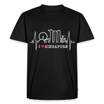 Singapore Skyline Heartbeat Asia I Love Singapore - Men's Premium Organic T-Shirt - black - Front - Nico (187cm)