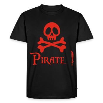 Pirate! (red) - Men's Premium Organic T-Shirt - black - Front - Nico (187cm)