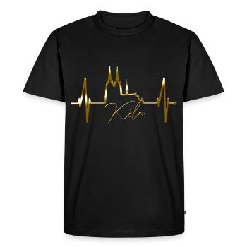 Cologne Skyline Heartbeat Heart Kölsch Love Cologne - T-shirt Premium bio Homme - noir - Devant - Nico (187cm)