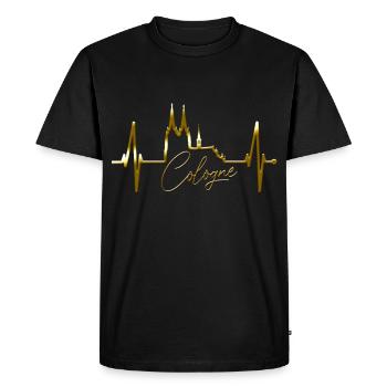 Cologne Skyline Heartbeat Heart Kölsch Love Cologne - T-shirt Premium bio Homme - noir - Devant - Nico (187cm)