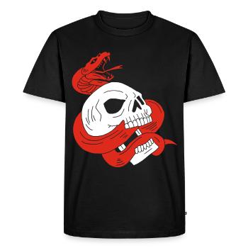 The skull and the red snake - Men's Premium Organic T-Shirt - black - Front - Nico (187cm)