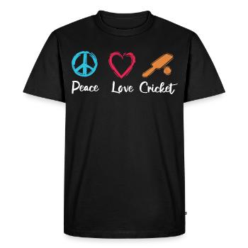 Peace Love Cricket - Men's Premium Organic T-Shirt - black - Front - Nico (187cm)