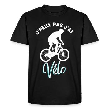 Je peux pas j ai vélo cadeau humoristique - T-shirt Premium bio Homme - noir - Devant - Nico (187cm)