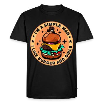 Burger Cheeseburger love - homme simple - T-shirt Premium bio Homme - noir - Devant - Nico (187cm)