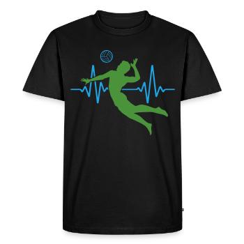 ECG de volleyball battement de cœur | Couleurs changeantes - T-shirt Premium bio Homme - noir - Devant - Nico (187cm)