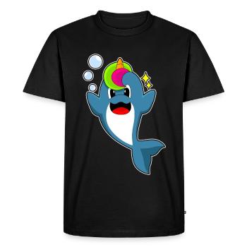 Dolphin Unicorn - Men's Premium Organic T-Shirt - black - Front - Nico (187cm)