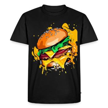 Burger au fromage supplémentaire Cheeseburge - T-shirt Premium bio Homme - noir - Devant - Nico (187cm)