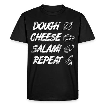 Dough Cheese Salami Repeat - Men's Premium Organic T-Shirt - black - Front - Nico (187cm)