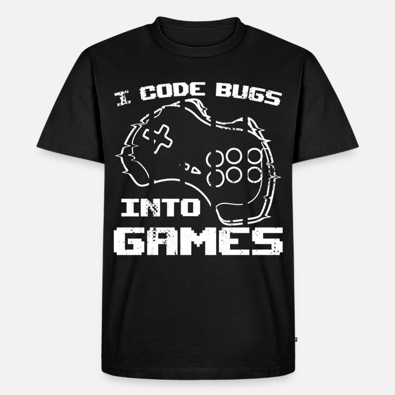 Ich programmiere Bugs in Videospiele - Männer Premium Bio T-Shirt - Schwarz