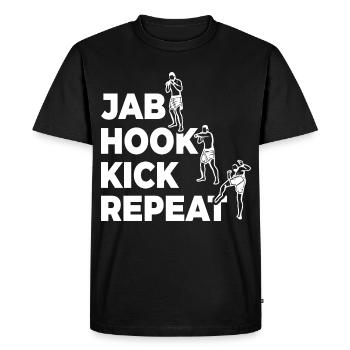 Jab Hook Kick Repeat - Men's Premium Organic T-Shirt - black - Front - Nico (187cm)