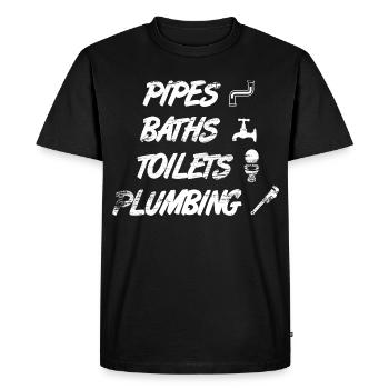 Pipes, bathrooms, toilets, sanitary facilities - Men's Premium Organic T-Shirt - black - Front - Nico (187cm)