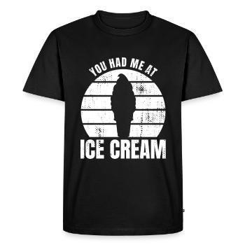 Citation amusante d’un amateur de crème glacée - T-shirt Premium bio Homme - noir - Devant - Nico (187cm)