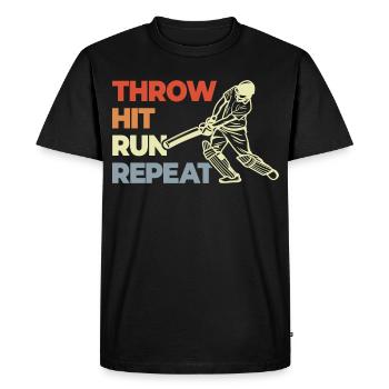 Throw Hit Run Repeat - Men's Premium Organic T-Shirt - black - Front - Nico (187cm)