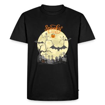 Spooky Dancing Skeletons Bats Moon Pumpkin - T-shirt Premium bio Homme - noir - Devant - Nico (187cm)