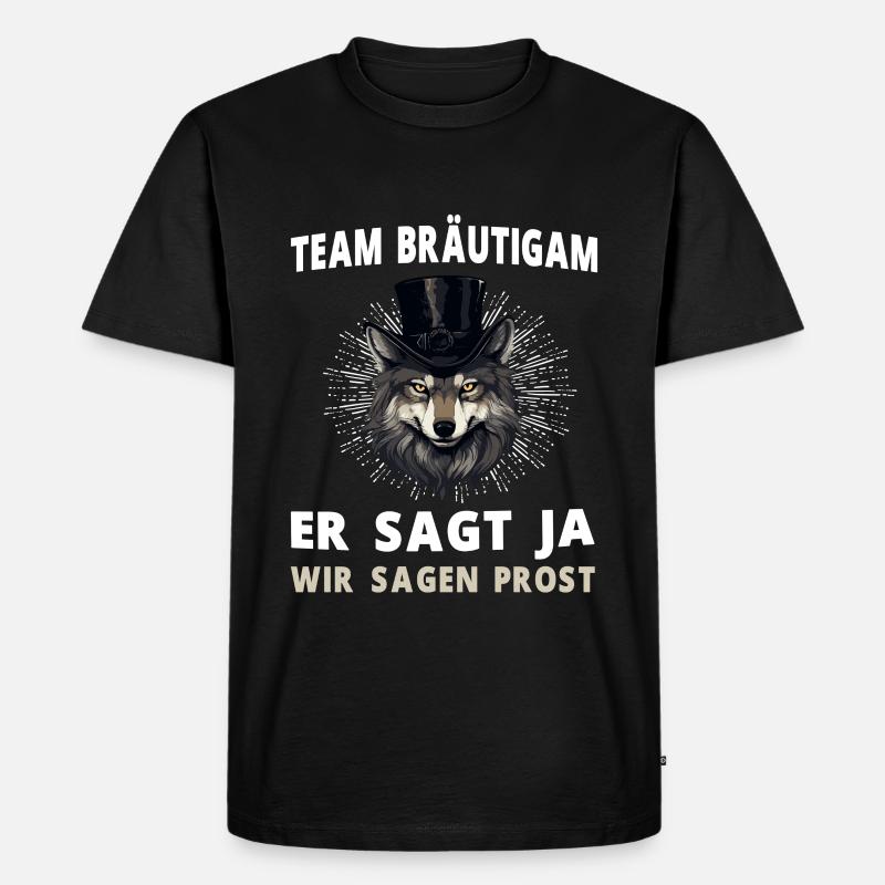 Wolf Junggesellenabschied Bräutigam Hochzeit - Männer Premium Bio T-Shirt - Schwarz