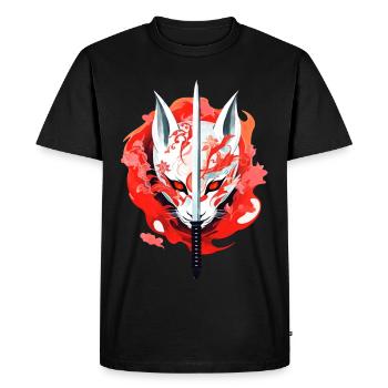 Fox Mask Kitsune Japan Anime Kumiho Samurai - Men's Premium Organic T-Shirt - black - Front - Nico (187cm)