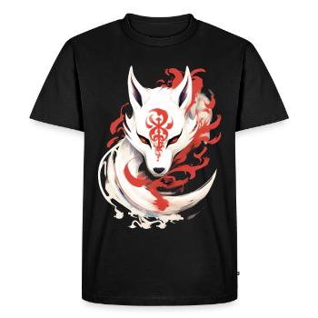 Japan Anime Kitsune Mask Kumiho Fox Samurai - Men's Premium Organic T-Shirt - black - Front - Nico (187cm)
