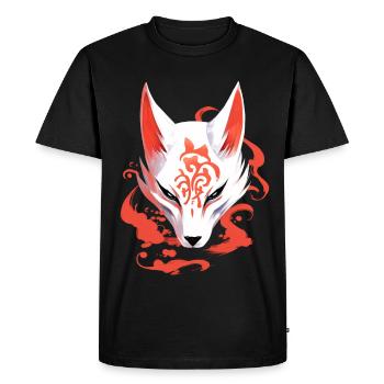 Anime Fox Mask Kitsune Kumiho Samurai Japan - Men's Premium Organic T-Shirt - black - Front - Nico (187cm)