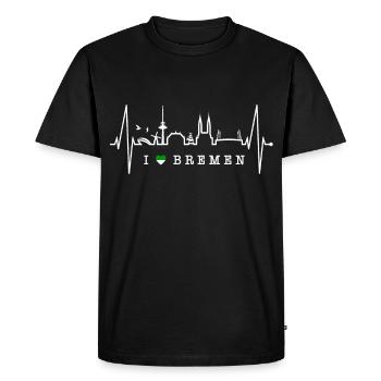 Brême Skyline Brême Heartbeat Fan Heart Love - T-shirt Premium bio Homme - noir - Devant - Nico (187cm)