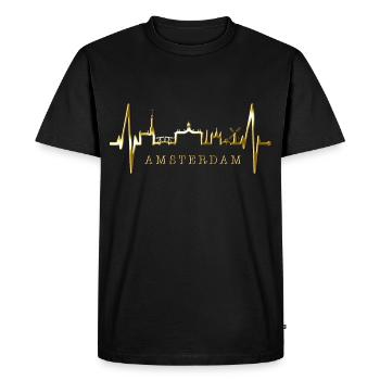Amsterdam Skyline Pays-Bas Heartbeat Holland - T-shirt Premium bio Homme - noir - Devant - Nico (187cm)