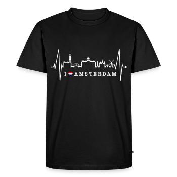 Amsterdam Skyline Pays-Bas Heartbeat Holland - T-shirt Premium bio Homme - noir - Devant - Nico (187cm)