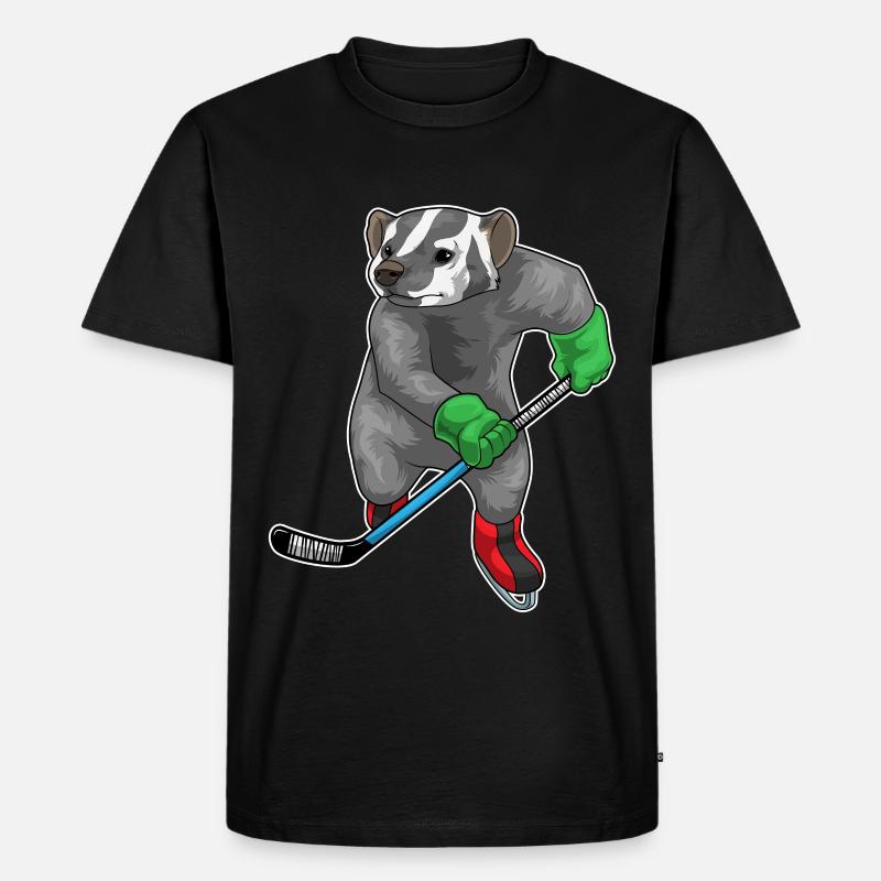 Dachs Eishockey Eishockeyschläger - Männer Premium Bio T-Shirt - Schwarz