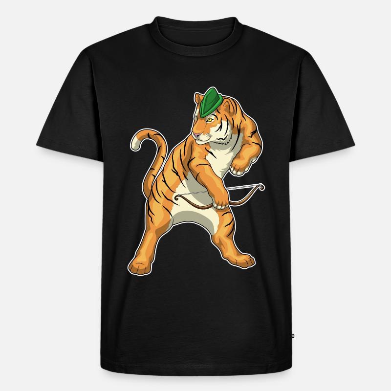 Tiger Bogenschütze Bogen - Männer Premium Bio T-Shirt - Schwarz