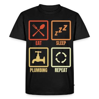 Manger, dormir, plomber, répéter - T-shirt Premium bio Homme - noir - Devant - Nico (187cm)