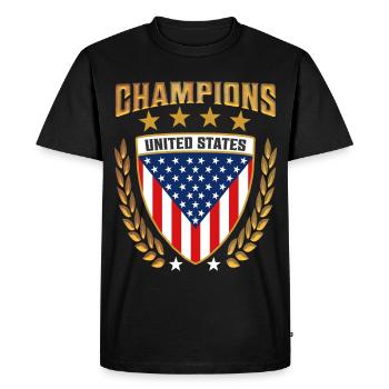 Titre USA Champions Design Gear ameriacan sports - T-shirt Premium bio Homme - noir - Devant - Nico (187cm)