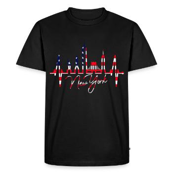 New York Skyline Heartbeat Heart USA Gift NY - Men's Premium Organic T-Shirt - black - Front - Nico (187cm)