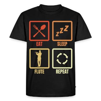 Manger Sommeil Flûte Répéter - T-shirt Premium bio Homme - noir - Devant - Nico (187cm)