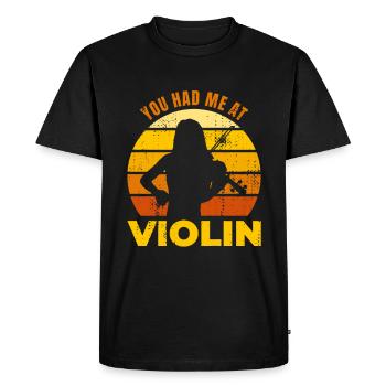 Tu m’as eu au violon - T-shirt Premium bio Homme - noir - Devant - Nico (187cm)