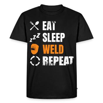 Eat, sleep, weld, repeat - Men's Premium Organic T-Shirt - black - Front - Nico (187cm)