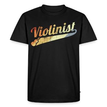 Retro Violin Player - Men's Premium Organic T-Shirt - black - Front - Nico (187cm)