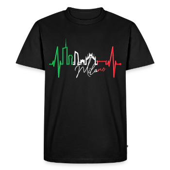Milan Skyline Italie Heartbeat Fan Love Milano - T-shirt Premium bio Homme - noir - Devant - Nico (187cm)
